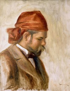 Ambroise Vollard in een rode bandana door Pierre Auguste Renoir