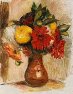 Boeket bloemen in een stenen kruik