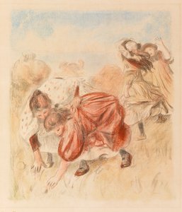 Kinderen die met een bal spelen door Pierre Auguste Renoir