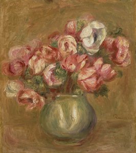 Bloemen in een groene vaas door Pierre Auguste Renoir