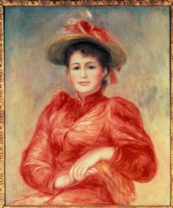 Jonge vrouw met rode blouse door Pierre Auguste Renoir
