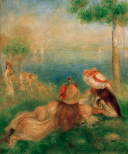Meisjes aan de rand van de zee door Pierre Auguste Renoir
