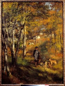 Jules Lecoeur en zijn honden in het bos van Fontainebleau door Pierre Auguste Renoir