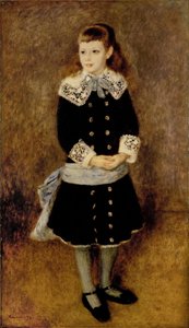 Het meisje met de blauwe riem ... (olieverf op doek) door Pierre Auguste Renoir