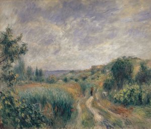 Landschap bij Essoyes Landschap met twee figuren op het gras, 1892 door Pierre Auguste Renoir