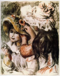 De hoed vastpinnen, 1898 door Pierre Auguste Renoir