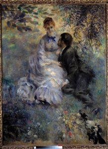 Geliefden. Paar zittend in een tuin door Pierre Auguste Renoir