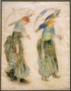 Meisje met paraplu door Pierre Auguste Renoir
