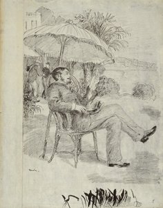 Op het terras van een hotel in Bordighera: De schilder Jean Martin bekijkt zijn rekening, 1881 door Pierre Auguste Renoir