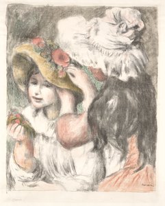 De hoed vastmaken door Pierre Auguste Renoir