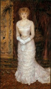 Portret van de actrice Jeanne Samary (1857-1890) te voet. Schilderij door Pierre Auguste Renoir door Pierre Auguste Renoir