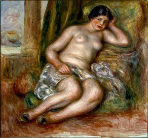 Slapende odalisk of slippers odalisk. Schilderij door Pierre-Auguste Renoir door Pierre Auguste Renoir