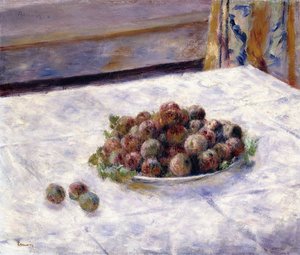 Stilleven, pruimen op een bord, c.1884