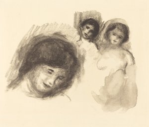 Steen met Drie Schetsen door Pierre Auguste Renoir
