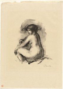 Studie van zittende naakte vrouw door Pierre Auguste Renoir