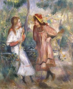 Twee meisjes in de tuin van Montmartre door Pierre Auguste Renoir