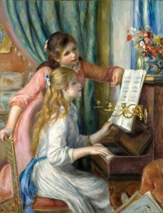 Twee jonge meisjes aan de piano, 1892 door Pierre Auguste Renoir