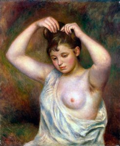Vrouw die haar haar arrangeert, 1887