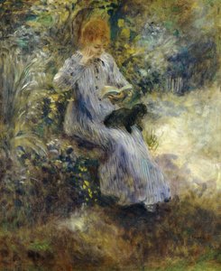Vrouw en zwarte hond, 1874 door Pierre Auguste Renoir
