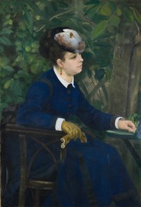 Vrouw in een Tuin Vrouw met een Meeuw Hoed, 1868