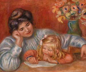 Schrijfles door Pierre Auguste Renoir