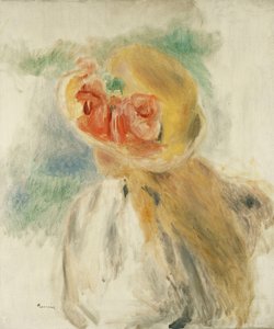 Jong Meisje met Bloemen in haar Hoed door Pierre Auguste Renoir