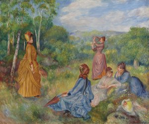 Jonge Dames die Badminton Spelen, ca. 1887 door Pierre Auguste Renoir