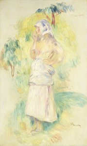 Jonge Boerin die een Appel Eet door Pierre Auguste Renoir