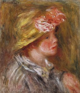 Jonge vrouw met een bloemrijke hoed door Pierre Auguste Renoir