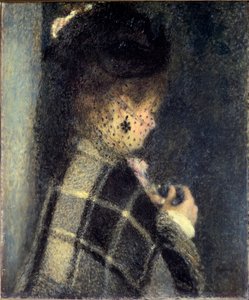 Jonge vrouw met een kleine sluier, ca 1870 door Pierre Auguste Renoir