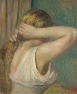 Jong meisje met opgeheven armen, c.1895 (olieverf op doek) door Pierre Auguste Renoir