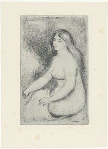 Zittende naakte vrouw door Pierre Auguste Renoir