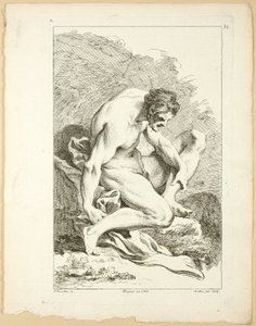 Figuur, uit Premier livre de figures d’Academies gravées en Partie par les Professeurs de l’Académie Royale door Pierre Aveline