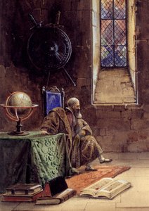Galileo Galilei in het stuk "Galilee" door Francois Ponsard (1814-1867) in de Franse Comedie in 1867. De astronoom wordt daar in de gevangenis afgebeeld. Illustratie door Pierre Beauvallet (1801-1873) 1867 Parijs, Comedie francaise