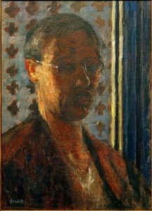 Zelfportret tegenlicht, bloemenpapier