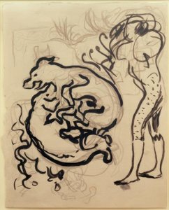 Spelende honden en een figuur door Pierre Bonnard
