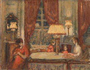 Avond onder de lampen door Pierre Bonnard