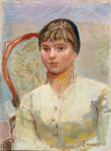 Jonge vrouw in een fauteuil door Pierre Bonnard