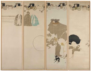 De wandeling van de voedsters, Frieze van Fiacres door Pierre Bonnard