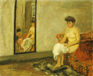 Naakt Zittend op een Rode Stoel door Pierre Bonnard