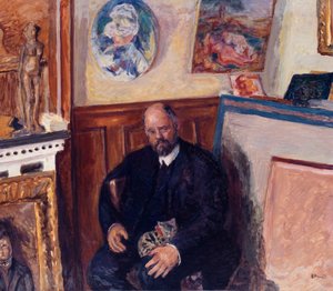Portret van Ambroise Vollard 1865-1939 met zijn kat, ca. 1924