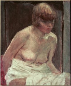 Tors van een jonge vrouw in witte peignoir door Pierre Bonnard