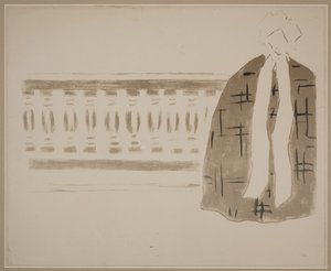 Zonder titel (vrouw op balkon) door Pierre Bonnard