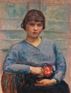 Jong Meisje in Blauw met een Roos, c.1916