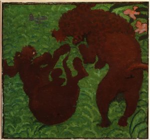 Twee spelende honden door Pierre Bonnard