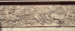 De Slag bij Marignan in 1515. Graf van het hart van de koning van Frankrijk François I (1494-1547): Laag reliëf door Pierre Bontemps (circa 1507-1568)