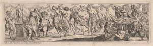 Dansende Nimfen en Satyrs door Pierre Brebiette