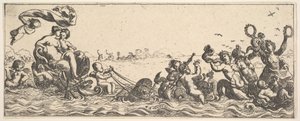 Twee vrouwen zittend in een schelp door Pierre Brebiette