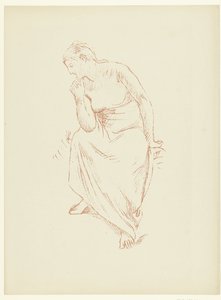 Zittende halfnaakte vrouw door Pierre Cécile Puvis de Chavannes