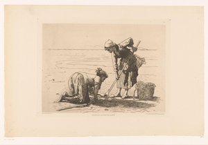 Vissers aan de kustlijn Pêcheuses au bord de la mer